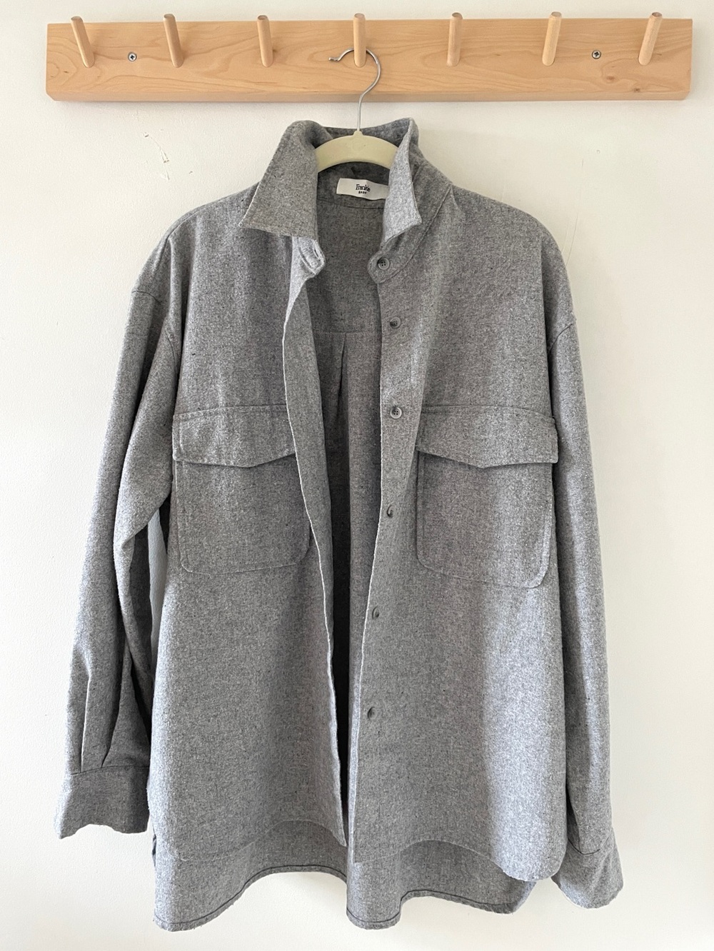 Frankie Shop Wool Overshirt, Light Jacket, Button Down Shirt Grey S/M